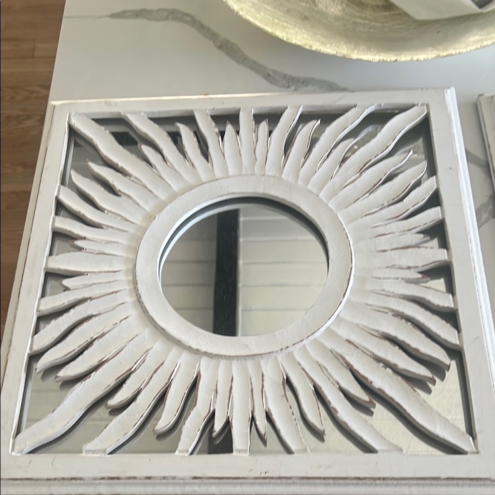 White Square Sunburst Accent Decor